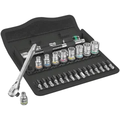 Wera 8100 SA 8 Zyklop Metal-skraldesæt, omskiftergreb, 1/4"-tilslutning, metrisk, 28 dele