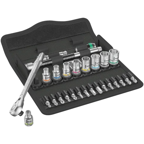 Wera 8100 SA 8 Zyklop Metal-skraldesæt, omskiftergreb, 1/4"-tilslutning, metrisk, 28 dele