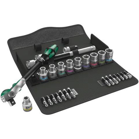 Wera 8100 SC 6 Zyklop Speed-skraldesæt, 1/2"-tilslutning, metrisk, 28 dele