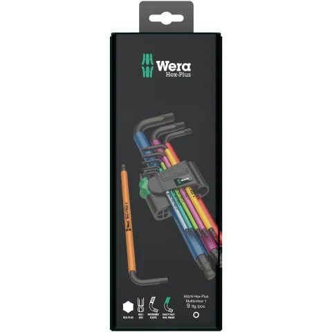 Wera 950/9 Hex-Plus Multicolour 1 SB Vinkelnøglesæt, metrisk, BlackLaser, 9 dele