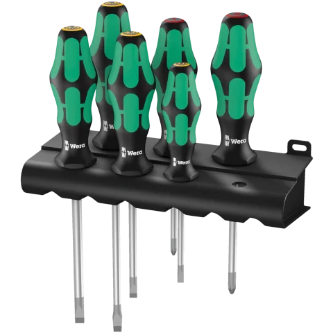 Wera 334/6 Rack skruetrækkersæt Kraftform Plus Lasertip + Rack, 6 dele